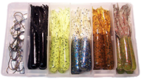 3.5" Fat Gitzit 35 Pc. Kit Box 25 Ass. Tubes + 10 Jig Heads