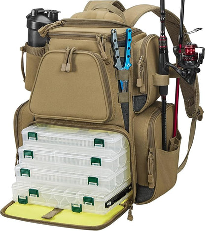 Piscifun Fishing Tackle Backpack Large Fishing Storage Bag With 4 Boxes
